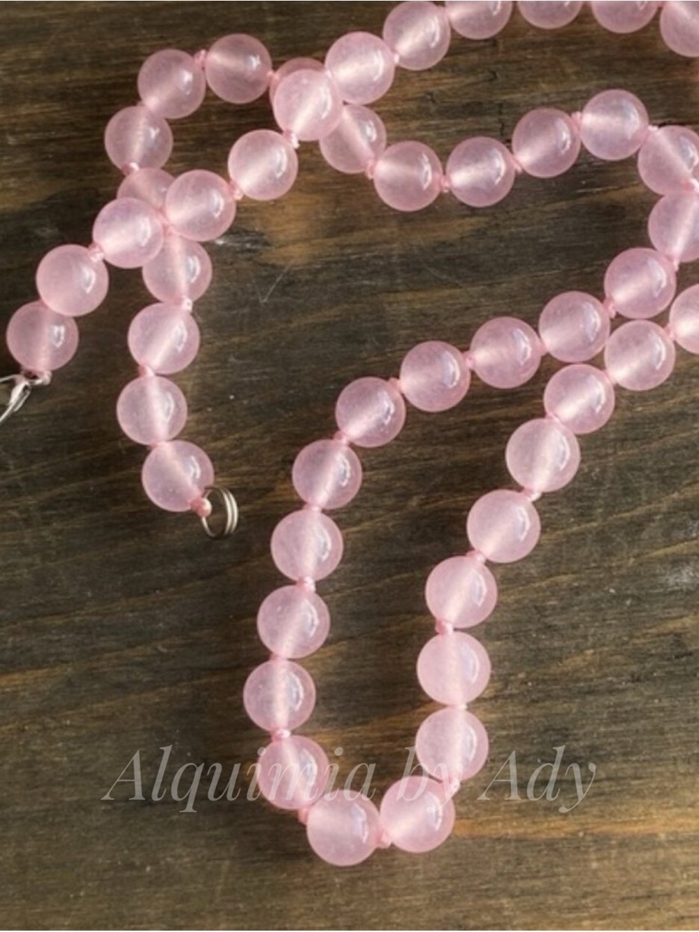 Soft Pink jade knotted Beaded Necklace